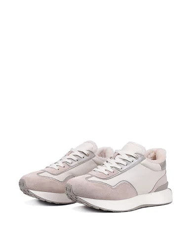 Жіночі кросівки Attizzare велюрові бежеві з підкладкою з натурального хутра (H2247B-63-2M) - фото 3 - Miraton