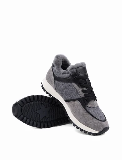 Жіночі кросівки MIRATON велюрові сірі з підкладкою з натурального хутра (H2486B-6-2M) - фото 2 - Miraton