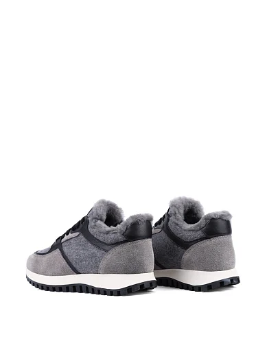 Жіночі кросівки MIRATON велюрові сірі з підкладкою з натурального хутра (H2486B-6-2M) - фото 4 - Miraton