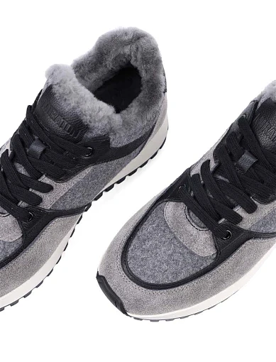 Жіночі кросівки MIRATON велюрові сірі з підкладкою з натурального хутра (H2486B-6-2M) - фото 5 - Miraton