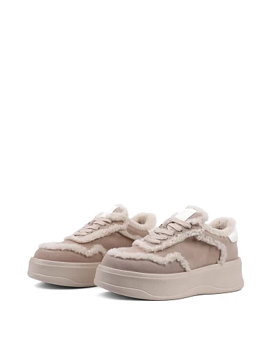 Жіночі кеди Attizzare велюрові рисового кольору з підкладкою з натурального хутра (H2507B-6-3M ОЗ-24-25) - фото 3 - Miraton