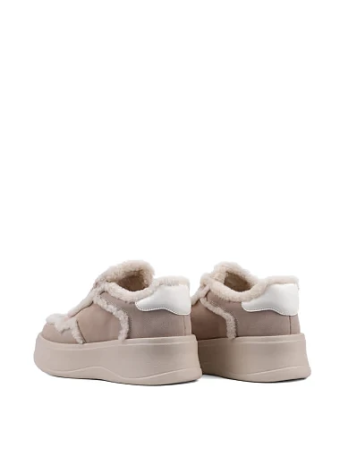 Жіночі кеди Attizzare велюрові рисового кольору з підкладкою з натурального хутра (H2507B-6-3M ОЗ-24-25) - фото 4 - Miraton