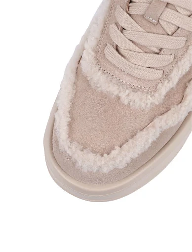 Жіночі кеди Attizzare велюрові рисового кольору з підкладкою з натурального хутра (H2507B-6-3M ОЗ-24-25) - фото 5 - Miraton