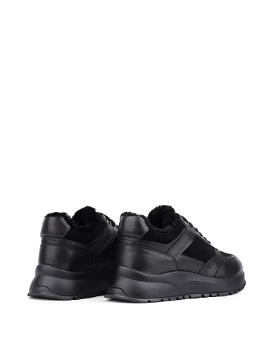 Женские кроссовки Attizzare кожаные черные с подкладкой из натурального меха - фото 4 - Miraton