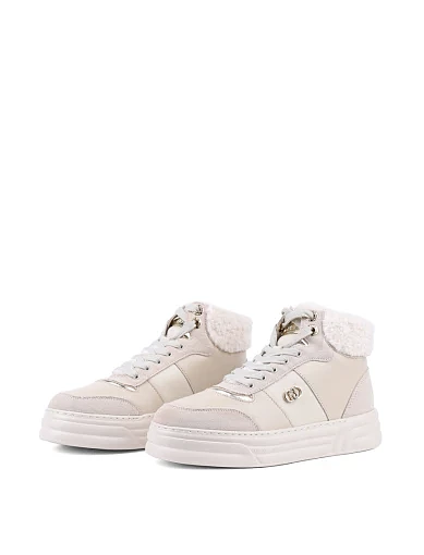 Жіночі черевики LIU JO шкіряні молочного кольору з підкладкою зі штучного хутра (BF4033 PX530 S1185) - фото 4 - Miraton