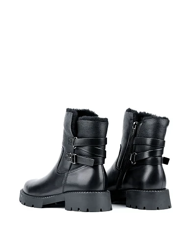 Жіночі черевики Attizzare шкіряні чорні з підкладкою з натурального хутра (010-911M) - фото 3 - Miraton