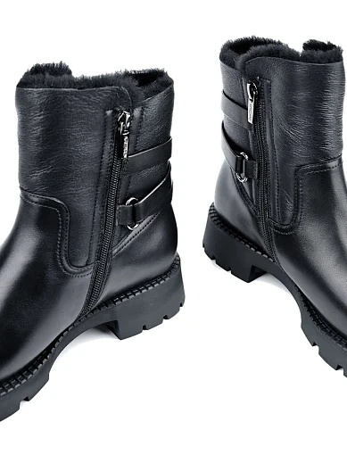 Жіночі черевики Attizzare шкіряні чорні з підкладкою з натурального хутра (010-911M) - фото 4 - Miraton