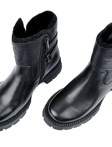 Жіночі черевики Attizzare шкіряні чорні з підкладкою з натурального хутра (010-911M) - фото 5 - Miraton