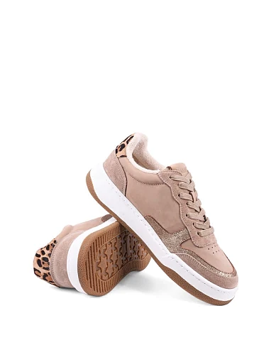 Женские кеды MIRATON из нубука бежевые - фото 2 - Miraton