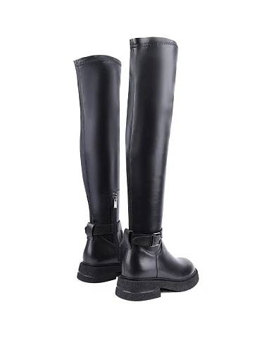 Жіночі ботфорти Attizzare шкіряні чорні з підкладкою з натурального хутра (A2405-H2189BM) - фото 4 - Miraton