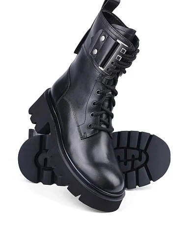 Жіночі черевики MIRATON шкіряні чорні з підкладкою з байки (A2455A-7-W01R) - фото 2 - Miraton