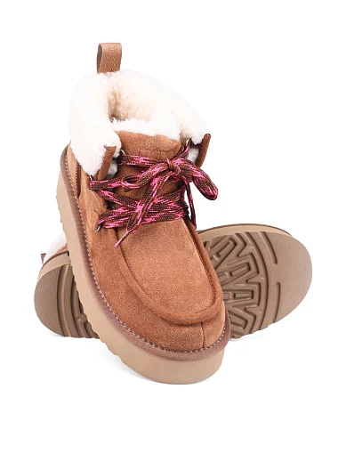 Жіночі уггі Attizzare велюрові коричневі з підкладкою з натурального хутра (N649) - фото 3 - Miraton