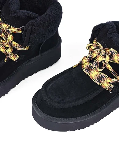 Жіночі уггі Attizzare велюрові чорні з підкладкою з натурального хутра (N649) - фото 5 - Miraton