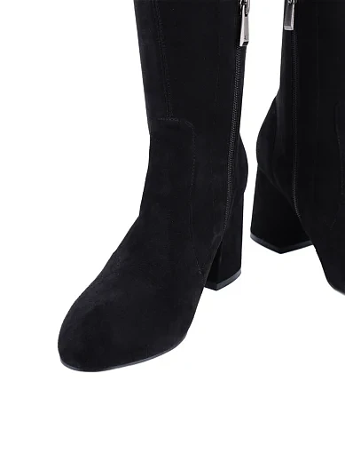 Жіночі ботфорти Attizzare велюрові чорні з підкладкою з байки (2383-0701) - фото 2 - Miraton