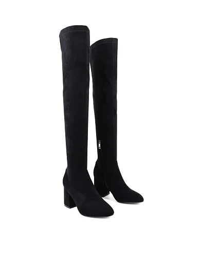 Жіночі ботфорти Attizzare велюрові чорні з підкладкою з байки (2383-0701) - фото 3 - Miraton