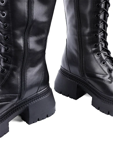 Жіночі чоботи MIRATON шкіряні чорні з підкладкою з натурального хутра (2391-1503) - фото 2 - Miraton