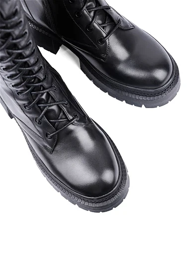 Жіночі чоботи MIRATON шкіряні чорні з підкладкою з натурального хутра (2391-1503) - фото 5 - Miraton