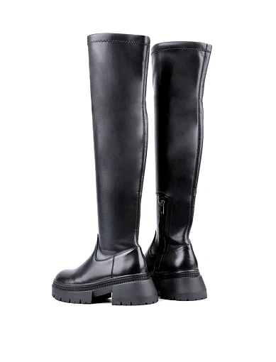 Жіночі ботфорти MIRATON шкіряні чорні з підкладкою з натурального хутра (2391-2205) - фото 3 - Miraton