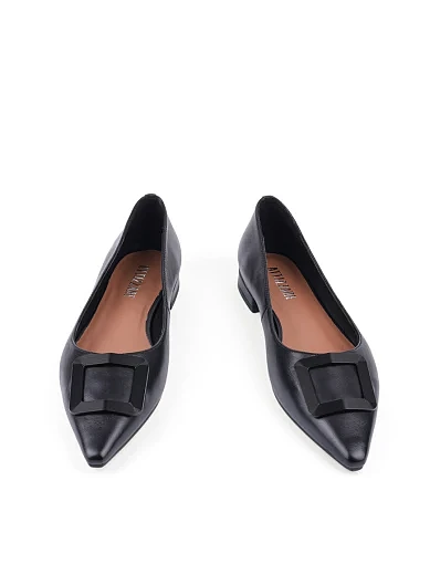 Жіночі балетки Attizzare шкіряні чорні (2408-2-1) - фото 2 - Miraton