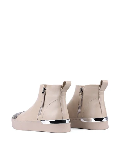 Жіночі черевики Attizzare шкіряні бежеві з підкладкою з повсті (2418-0401-1) - фото 4 - Miraton