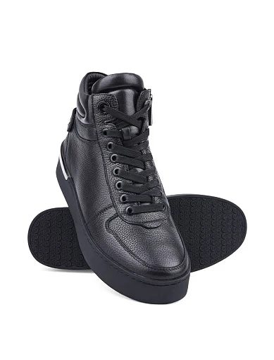 Жіночі черевики Attizzare шкіряні чорні з підкладкою з натурального хутра (2418-0402-1) - фото 2 - Miraton