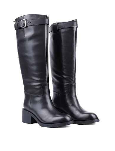 Жіночі чоботи MIRATON шкіряні чорні з підкладкою з натурального хутра (2555-1502-1R) - фото 3 - Miraton