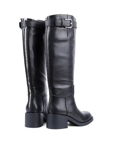 Жіночі чоботи MIRATON шкіряні чорні з підкладкою з натурального хутра (2555-1502-1R) - фото 4 - Miraton