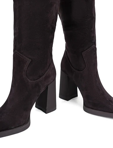 Жіночі чоботи Attizzare велюрові коричневі з підкладкою з байки (2559-1501) - фото 2 - Miraton