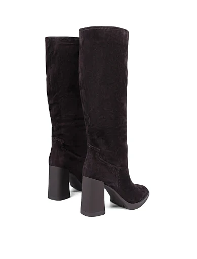 Жіночі чоботи Attizzare велюрові коричневі з підкладкою з байки (2559-1501) - фото 4 - Miraton