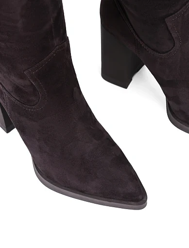 Жіночі чоботи Attizzare велюрові коричневі з підкладкою з байки (2559-1501) - фото 5 - Miraton