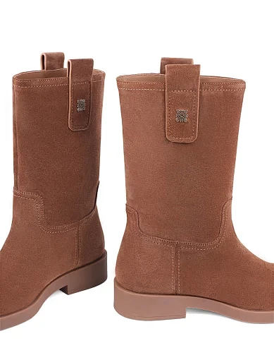 Жіночі черевики MIRATON велюрові коричневі з підкладкою з байки (2569-1001-1R) - фото 2 - Miraton