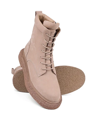 Жіночі черевики MIRATON велюрові бежеві з підкладкою зі штучного хутра (2596-0801-1R) - фото 2 - Miraton