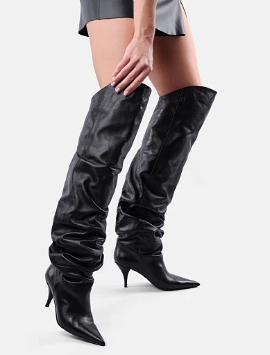 Жіночі ботфорти Strategia шкіряні чорні (A5753) - фото 7 - Miraton