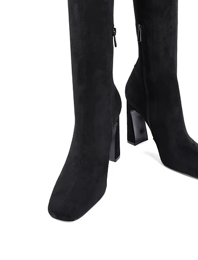 Жіночі ботфорти MIRATON велюрові чорні з підкладкою з натуральної шкіри (L2317-5) - фото 2 - Miraton