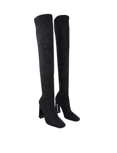 Жіночі ботфорти MIRATON велюрові чорні з підкладкою з натуральної шкіри (L2317-5) - фото 3 - Miraton