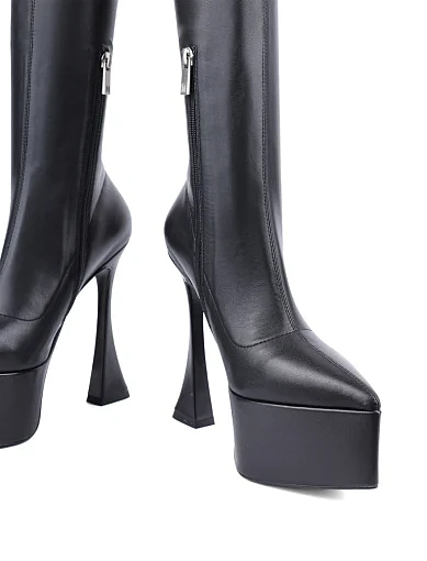 Жіночі чоботи MIRATON зі штучної шкіри чорні з підкладкою з натуральної шкіри (L2318T-2) - фото 2 - Miraton