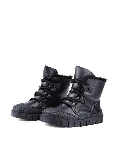 Жіночі черевики Attizzare шкіряні чорні з підкладкою з натурального хутра (X22431-13-6) - фото 3 - Miraton