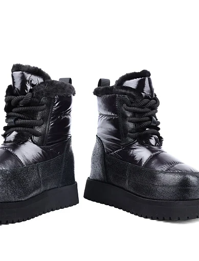 Жіночі черевики MIRATON шкіряні чорні з підкладкою зі штучного хутра (X22471-07-8) - фото 2 - Miraton