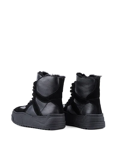 Жіночі черевики Attizzare шкіряні чорні з підкладкою з натурального хутра (X2320-01-6) - фото 4 - Miraton