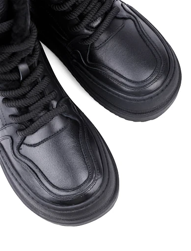 Жіночі черевики Attizzare шкіряні чорні з підкладкою з натурального хутра (X23451-01-6) - фото 5 - Miraton