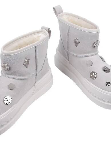 Жіночі уггі MIRATON велюрові сірі з підкладкою з натурального хутра (X23451-02A-5) - фото 2 - Miraton