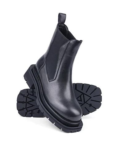 Жіночі черевики MIRATON шкіряні чорні з підкладкою з байки (HN517-366-N560K) - фото 2 - Miraton