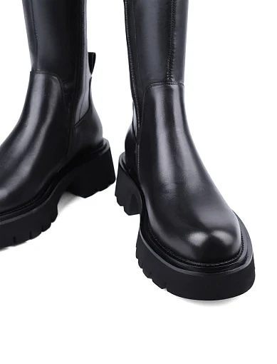 Жіночі ботфорти MIRATON шкіряні чорні з підкладкою з байки (HN523T-3227-N560K/H552K) - фото 2 - Miraton