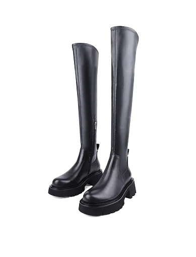 Жіночі ботфорти MIRATON шкіряні чорні з підкладкою з байки (HN523T-3227-N560K/H552K) - фото 3 - Miraton