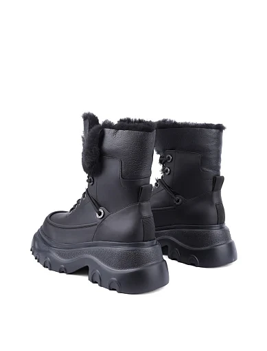 Жіночі черевики MIRATON шкіряні чорні з підкладкою з натурального хутра (P3308-7-6M) - фото 4 - Miraton