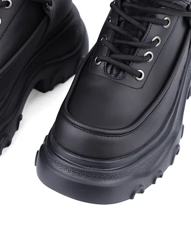 Жіночі черевики MIRATON шкіряні чорні з підкладкою з натурального хутра (P3308-7-6M) - фото 5 - Miraton