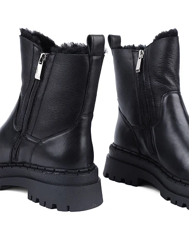 Жіночі черевики Attizzare шкіряні чорні з підкладкою з натурального хутра (NH219-106L-P742M) - фото 2 - Miraton