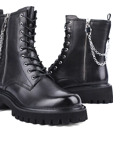 Жіночі черевики Attizzare шкіряні чорні з підкладкою з байки (NH226-607L-P742M) - фото 2 - Miraton