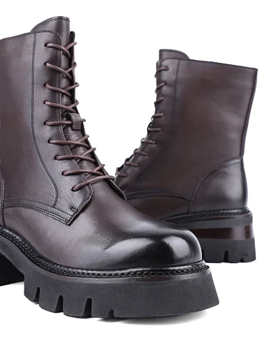 Жіночі черевики MIRATON шкіряні коричневі з підкладкою з байки (NH513-107L-C59R FW24-25) - фото 2 - Miraton