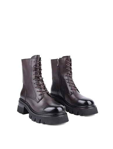 Жіночі черевики MIRATON шкіряні коричневі з підкладкою з байки (NH513-107L-C59R FW24-25) - фото 3 - Miraton